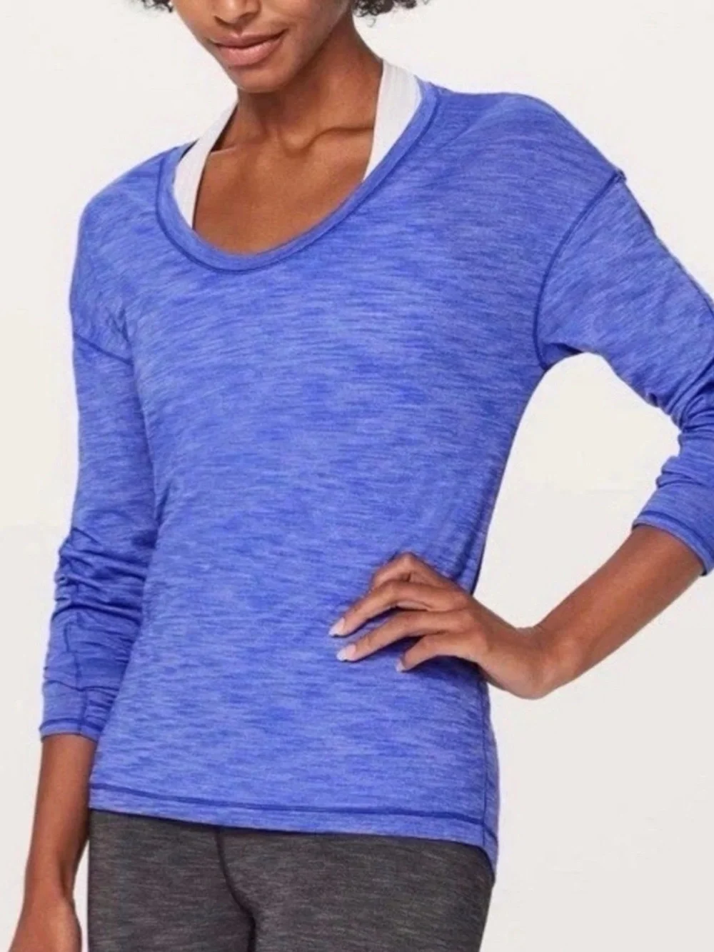 Lululemon Meant to Move Women's Heathered Blue Long-Sleeve Active Top